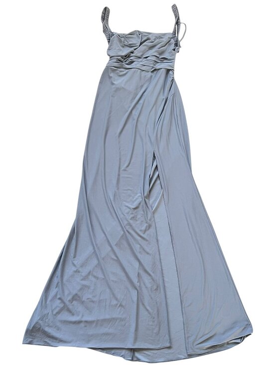 Azazie Dresses & Skirts - Azazie Nikki dress Dusty Blue Sheath Corset Luxe Knit sleeveless size A14 maxi